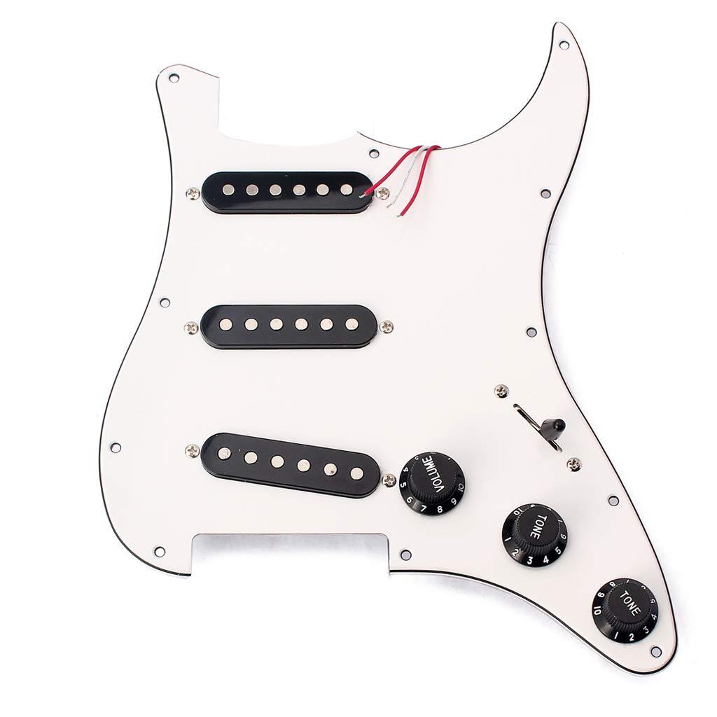 Alnicov 3 Ply SSS Electric Guitar Part Prewired Loaded Pickup Pickguard Assembly White