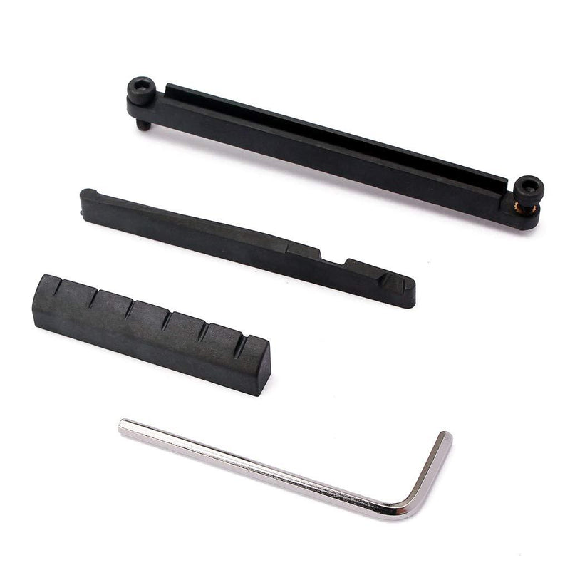 Alnicov Guitar Brigde Saddle Set,Adjustable Lifting Guitar Brigde Saddle Upper Lower Nut Set for 6 String Acoustic Folk,Black