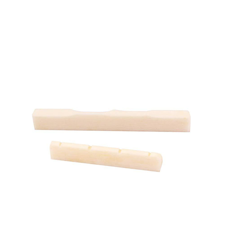 Alnicov Bone Guitar String Bridge Saddle Nut Set Slotted for 4 String Ukulele Guitar Replacement