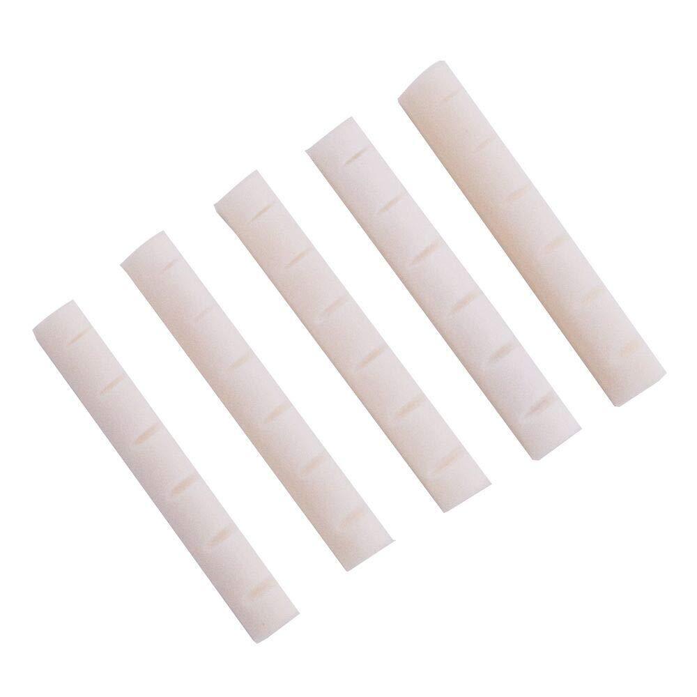 Alnicov Bone Guitar String Bridge Nut Real Buffalo Bone Grooves for 6 String Acoustic Guitar 43x6x9mm (Pack of 5)