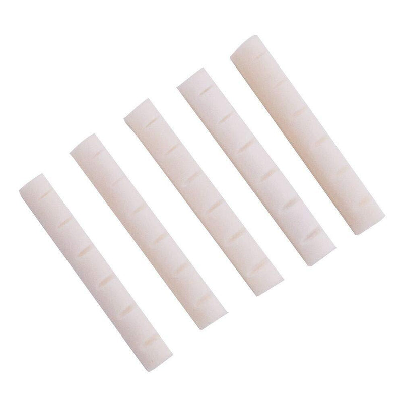 Alnicov Bone Guitar String Bridge Nut Real Buffalo Bone Grooves for 6 String Acoustic Guitar 43x6x9mm (Pack of 5)