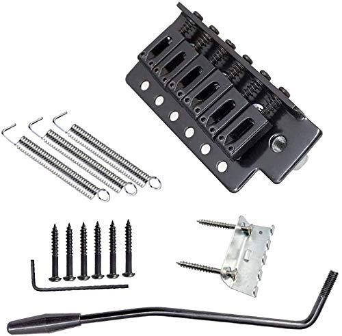 Electric Guitar Bridge Tremolo System Set with 6mm whammy Bar for 6 String Strat Guitar Tailpiece Replacement-Black Black