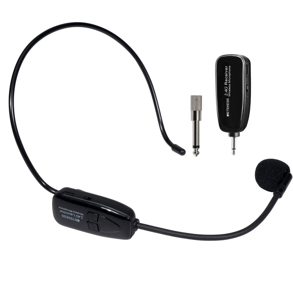 Retekess TT123 Wireless Headset Microphone System,Amplifier Microphone and Headset,2 in1,Rechargeable, 2.4G, Wireless Mic Headset, for Voice Amplifier, Teaching, Fitness Tutoring
