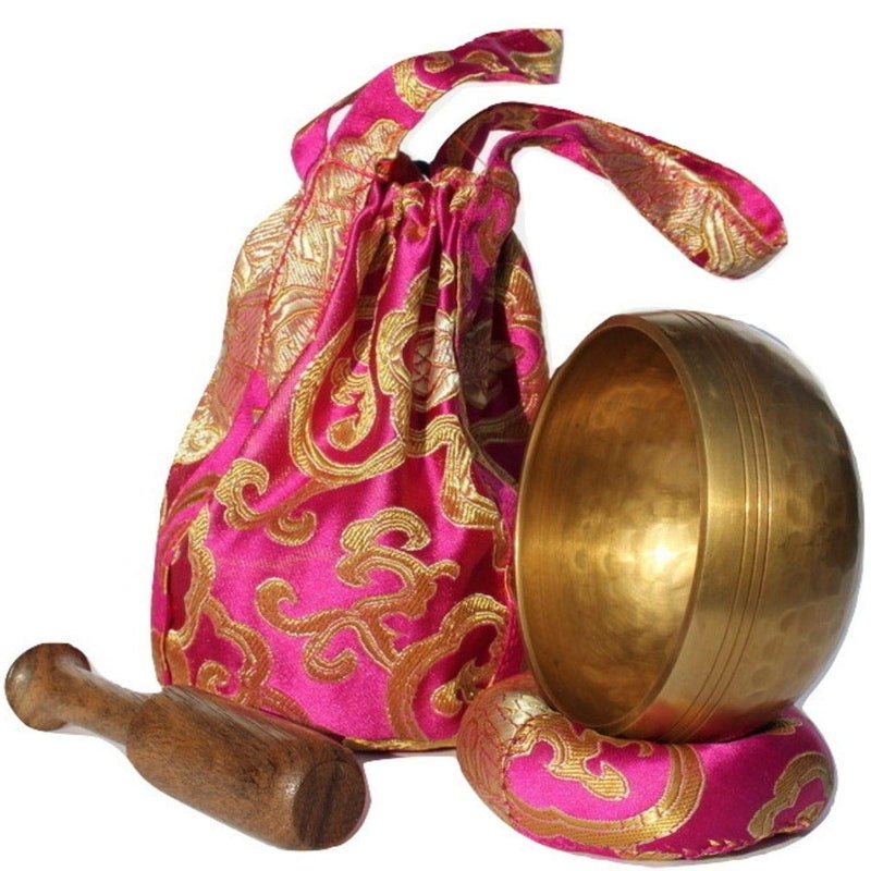 Andos Tibetan Singing Bowl Set Handcrafted in Nepal /Meditation Sound Bowl Set Golden Helpful for Yoga Meditation Prayer Zen Chakra Healing Relaxation Mindfulness/Yoga Accessories/Bonus Gift Included