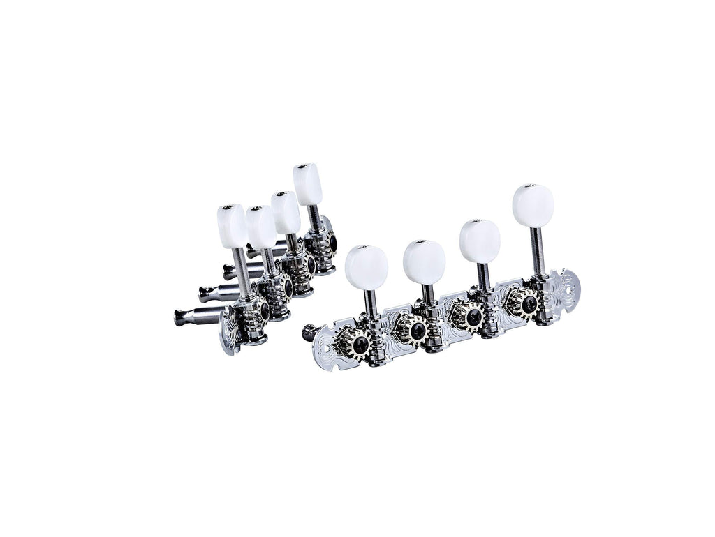 Ortega Mandolin Tuning Machine Heads Set F-Style Premium Black Buttons Chrome (OTMMAPREM-CR)