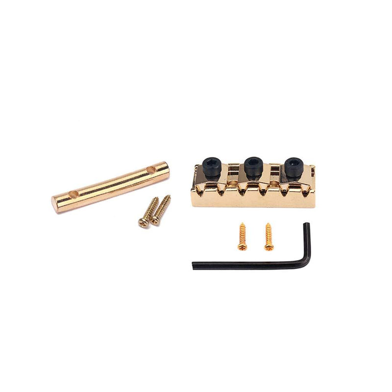 Alnicov Guitar Parts Locking Nut and String Tension Bars String Retainers 42mm for Floyd Rose Tremolo Bridge(Gold)