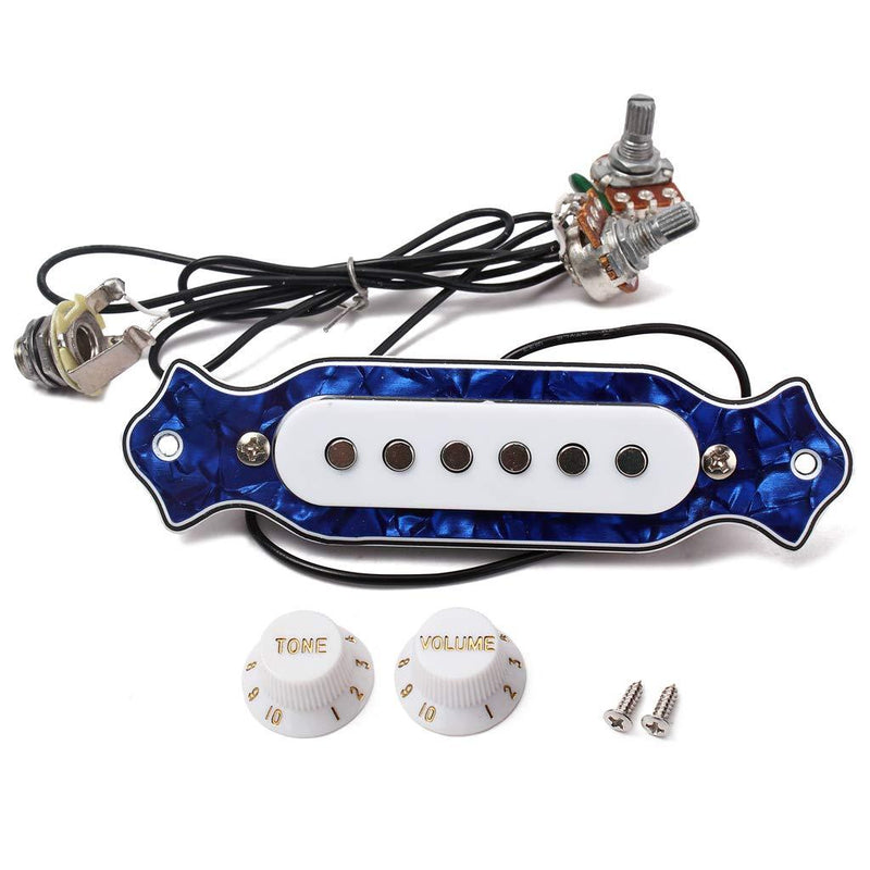 Alnicov Blue Sound Hole Magnetic Pickup with Tone Volume Knobs for 6 String Folk Acoustic or Electric Guitar