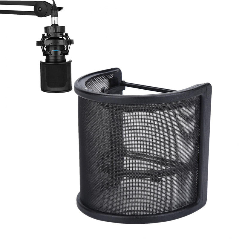 Microphone Pop Filter, Metal Mesh & Foam Layer U Shape Microphone Windshield Microphone Windscreen Cover Handheld Mic Filter Mic Shield for Studio Vocal Recording Streaming
