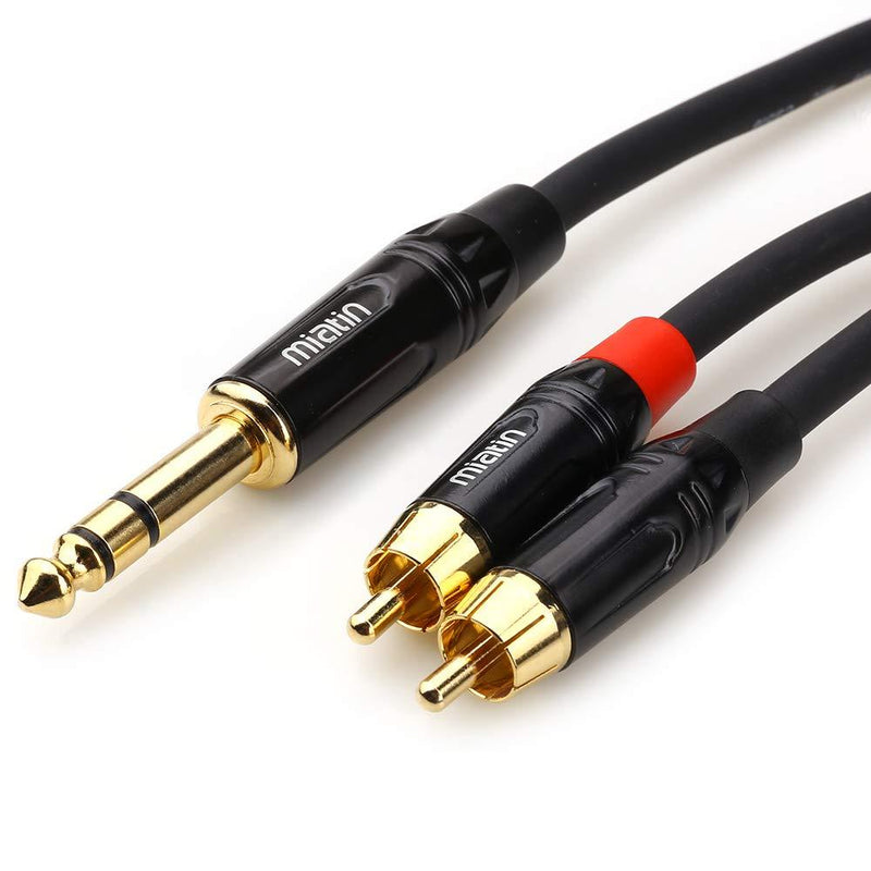 MIATIN 6.35mm TRS Male to Dual RCA Male Aux Jack Stereo Audio Splitter Patch Insert Cable -3Meters 6.35mm Male TRS to 2 RCA Male -3Meters