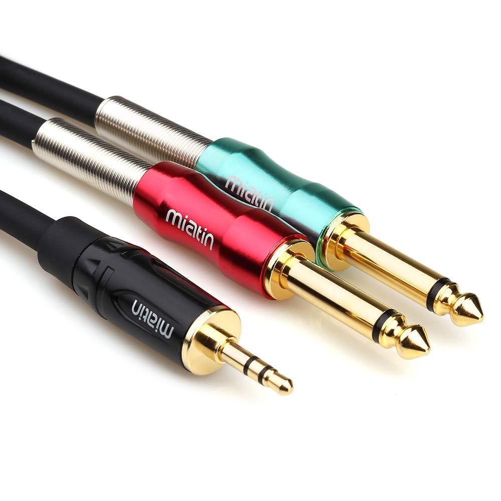MIATIN 3.5mm Male TRS to Dual 6.35mm TS Male Aux Jack Stereo Audio Y Splitter Patch Insert Cable -1.8Meters 3.5 TRS to 2 6.35 TS -1.8Meters