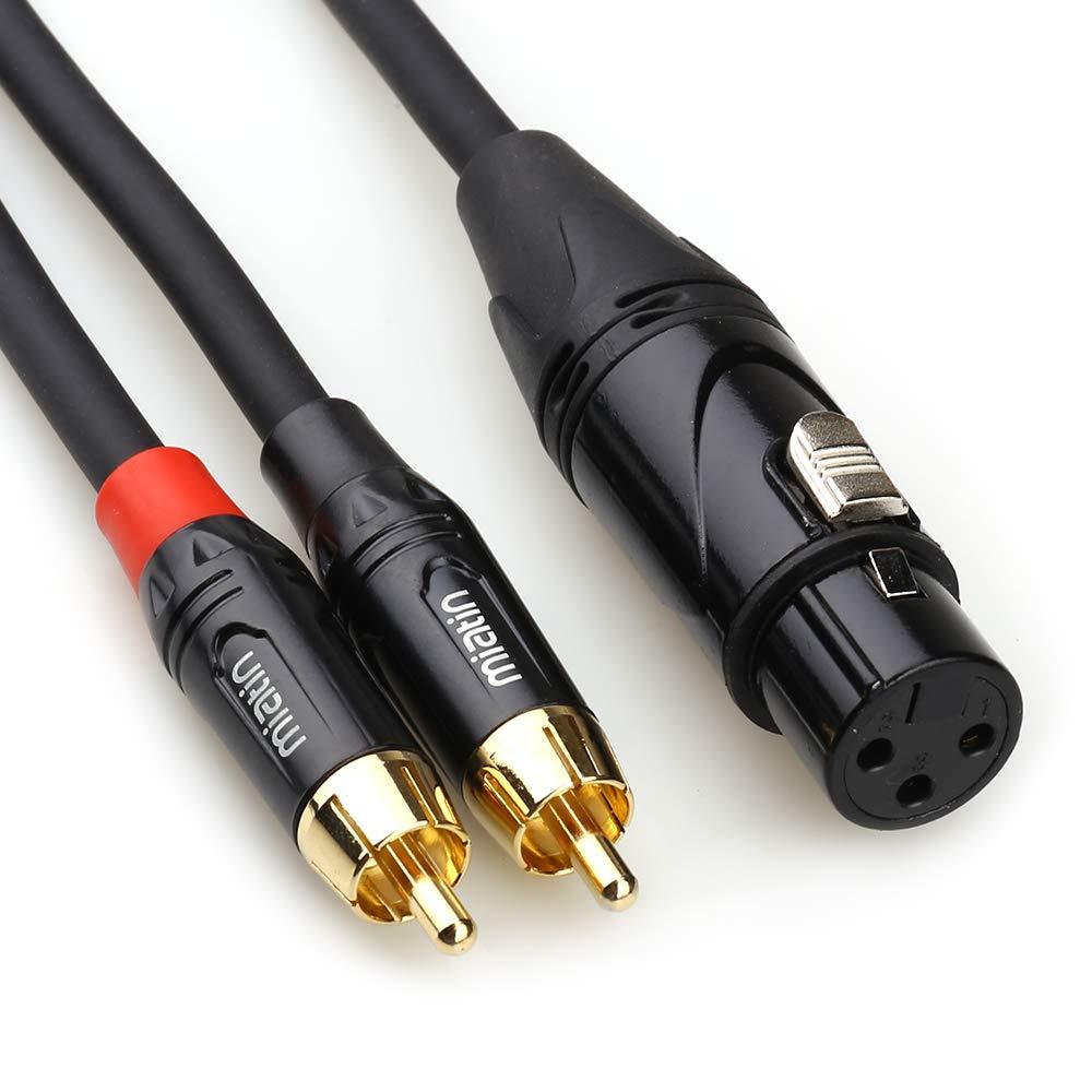 MIATIN Unbalanced XLR Female to Dual RCA Y Splitter Breakout Cable, 1 XLR Female to 2 RCA Male Y Breakout Cable Adapter Cord - 1.8Meters 2RCA Male to XLR Female - 1.8Meters