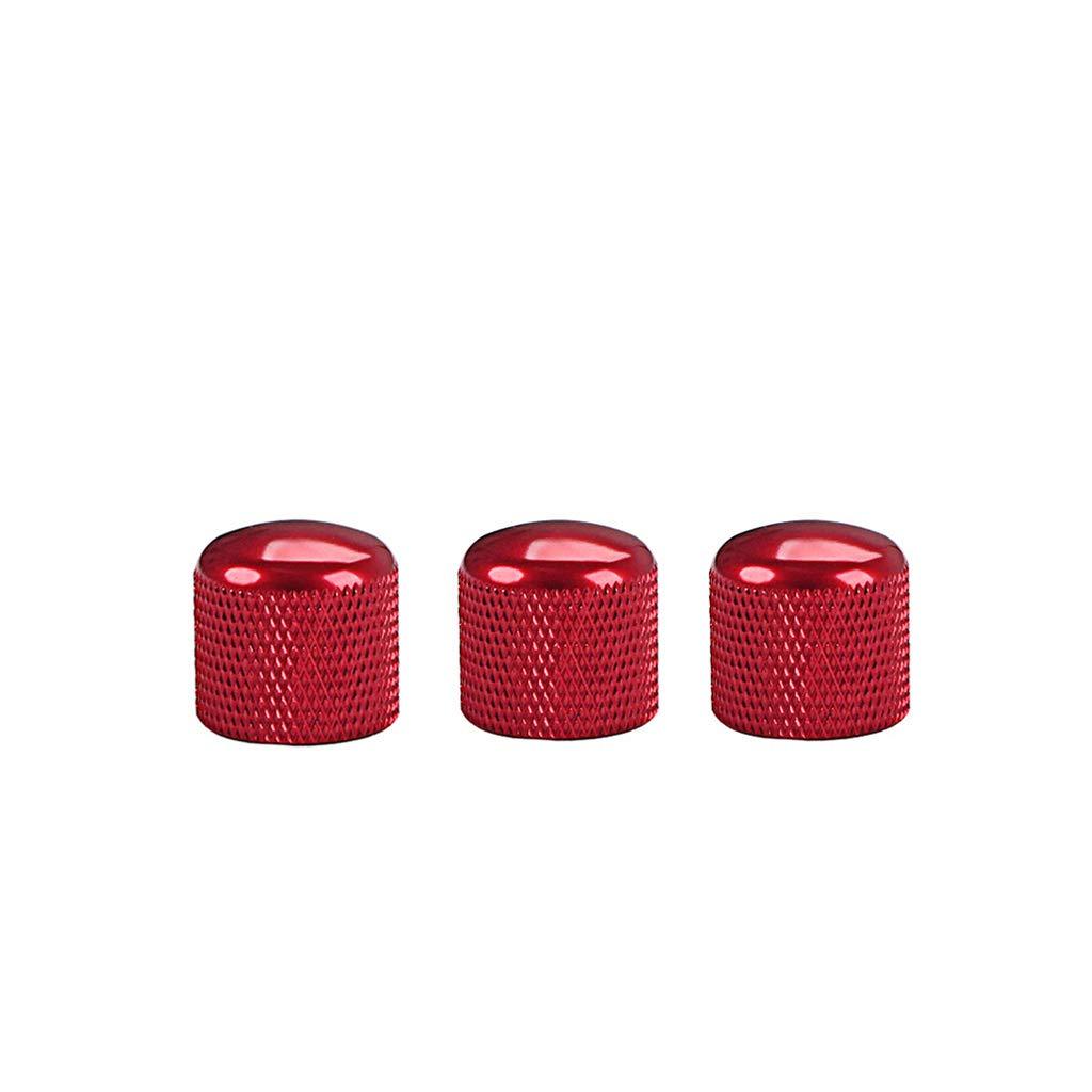 Alnicov Guitar Control Knobs Tone Volume Metal Dome Knobs for Electric Guitar Bass Replacement Parts 3Pcs Red