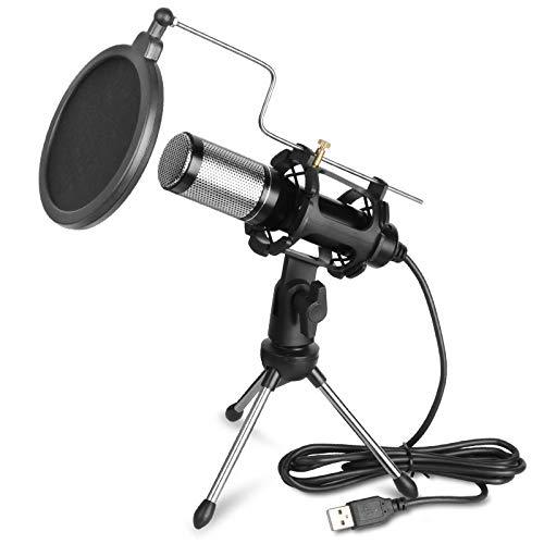 USB Microphone Kits, Feicuan Professional Condenser Microphone for PC Laptop Plug and Play with Double-layer Pop Filter and Mic Stand for Youtube, Facetime, Studio Recording, Broadcasting, Gaming
