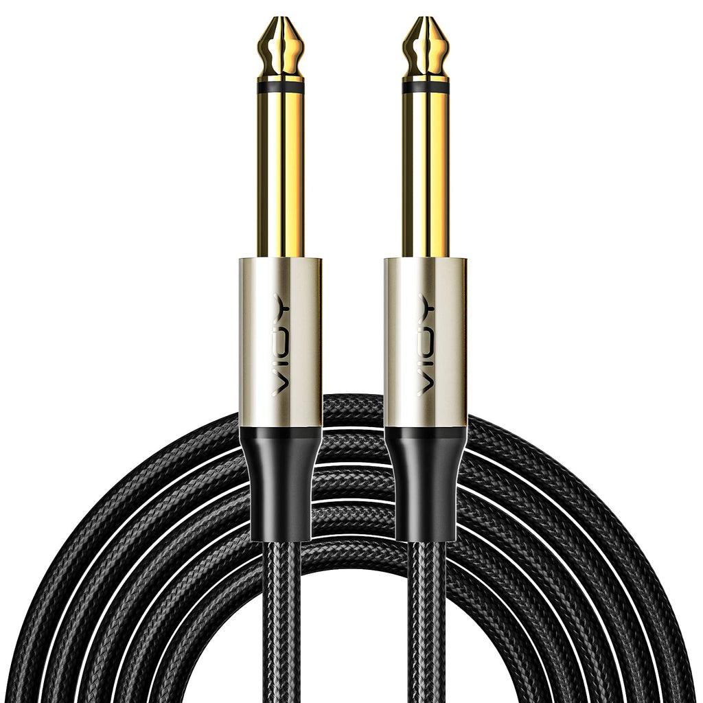 VIOY 6.35mm to 6.35mm Guitar Cable 1/4 inch to 1/4 inch TS Mono Jack to Jack Audio Leads Instrument Cable Braided Gold-plated Compatible with Electric Guitar,Amplifier,Mixer,Effects Pedal,Bass Drum,1M 1M