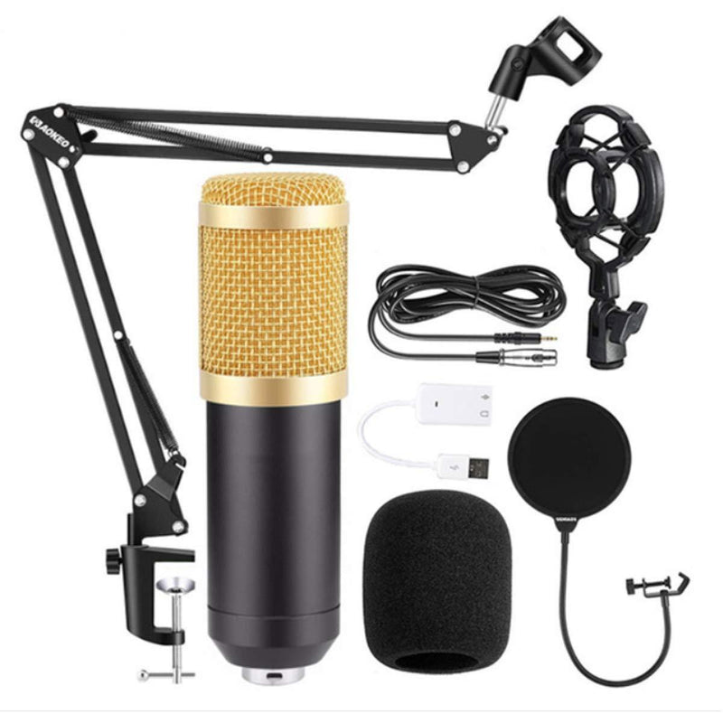 DUTTY Professional BM800 Studio Condenser Microphone 3.5mm Wired BM800 Condenser Sound Recording Microphone For Computer (Golden) Golden