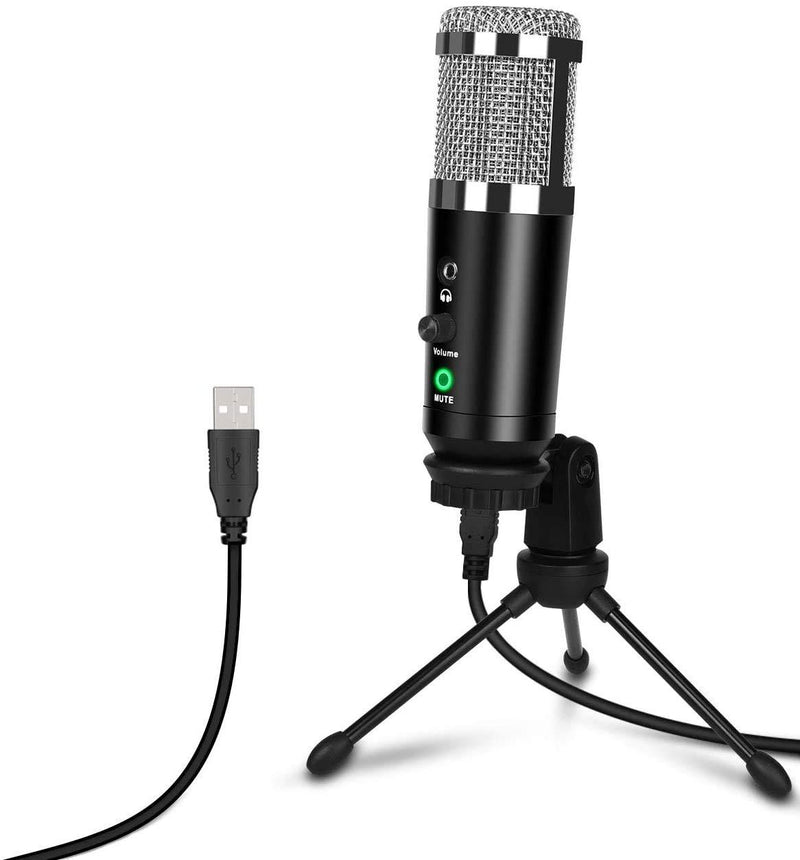 USB Microphone for Computer Laptop, Depusheng Gaming PC Recording Condenser Microphone with Tripod, Headphone Jack, Mute for Streaming, Podcasting, Gaming, ZOOM, Youtube, Plug & Play(Mac, Windows)