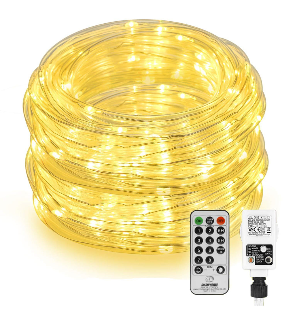 Othran 66FT/20M 200 LED Rope Lights Mains Powered, Warm White Fairy Lights Plug in with Remote & Timer, Waterproof Indoor & Outdoor Rope Lights for Garden Bedroom Balcony Christmas Decor