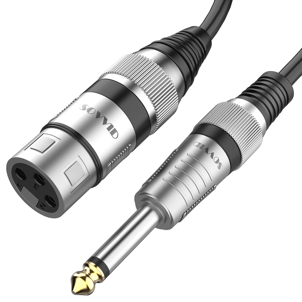 XLR Female to 1/4 inch TS Mono Jack - Sovvid Unbalanced Microphone Cable Mic Cord 2m,6.35mm TS to 3Pin XLR Female Interconnect Cable for Mic,Audio Speaker 2m6ft