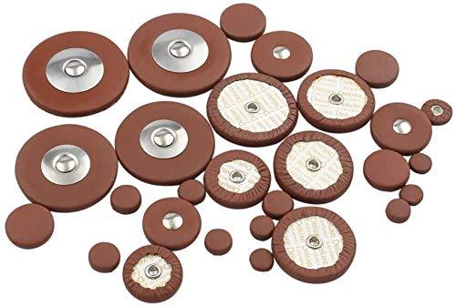 Alnicov 28Pcs Sax Leather Pads Replacement Accessories for Soprano Saxophone Brown