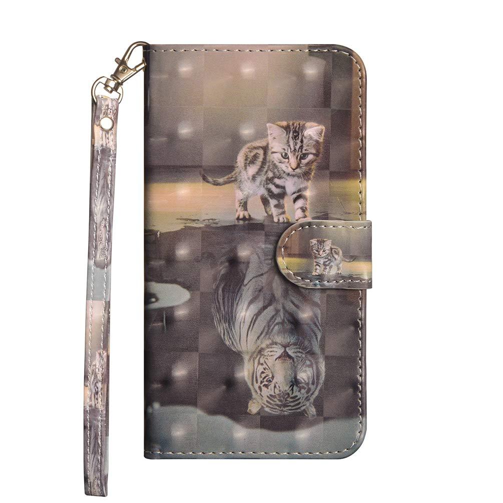 Samsung Galaxy A72 Phone Case 3D Shockproof Wallet Flip Bumper Cover Magnetic Closure with Card Slots Kickstand Protective Skin for Samsung Galaxy A72 - Cat & Tiger