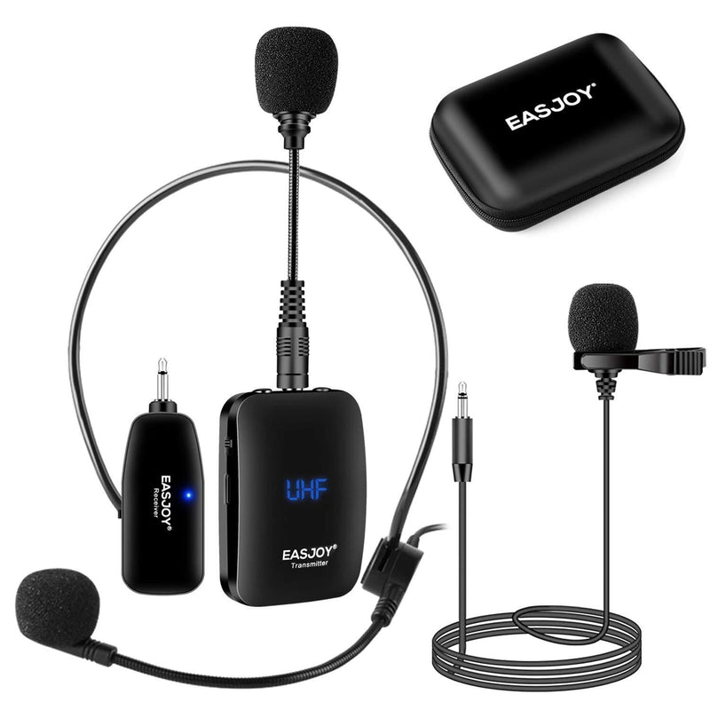 Wireless Microphone Headset Lavalier Microphones System/Lapel Mic/Stand Mic,Rechargeable Device with Storage Case,for Phone,DSLR,PA Speaker,VideoRecording,Teaching,Training,Interview