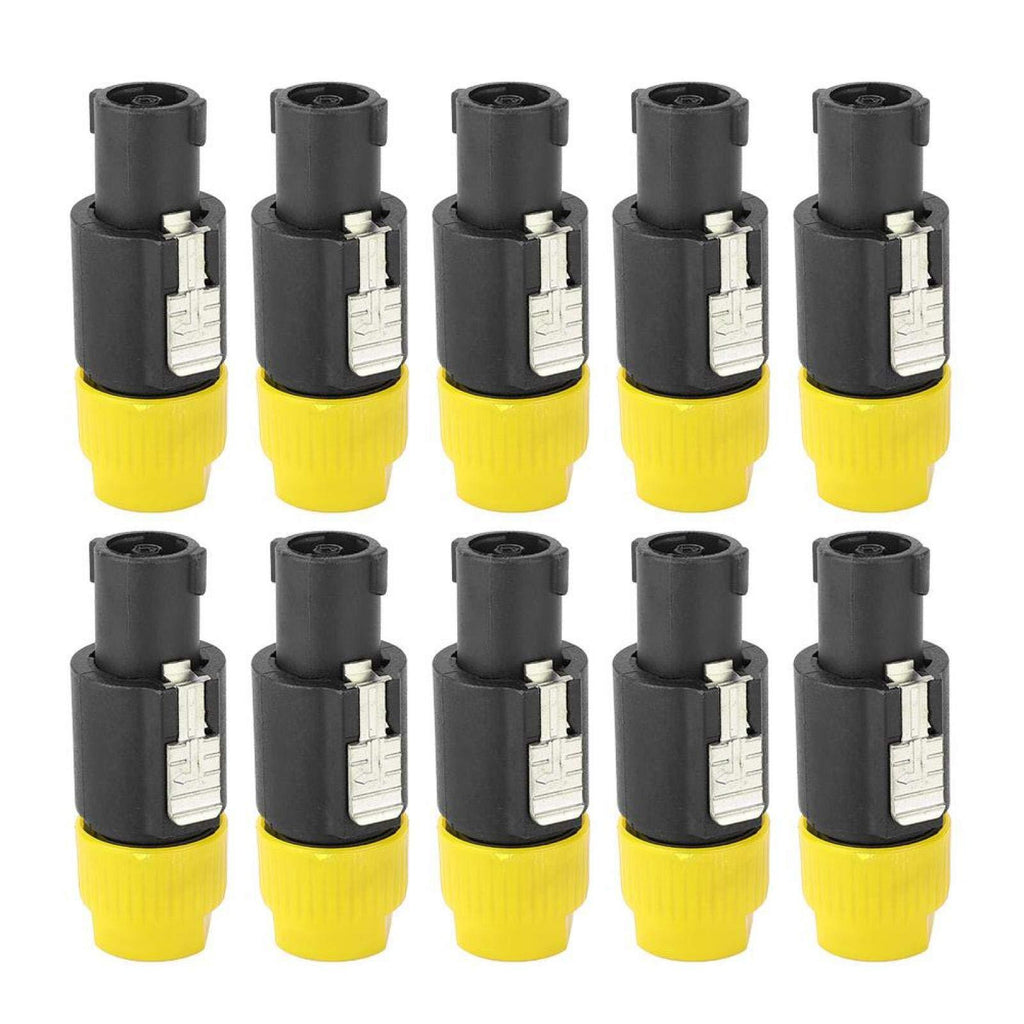 10PCS C-NL4FC Humanized Conductive Speakon Cable Adapter Connector Audio Speakon Cable Mount Connector Twist Lock Speaker Plug for Cables 6~15mm(Yellow) Yellow