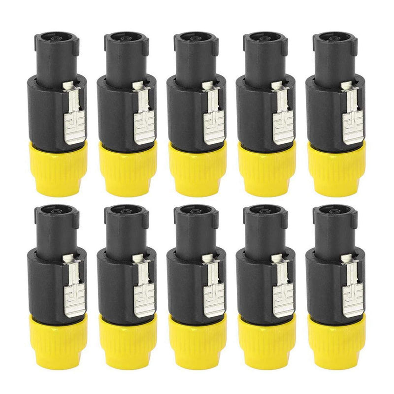 10PCS C-NL4FC Humanized Conductive Speakon Cable Adapter Connector Audio Speakon Cable Mount Connector Twist Lock Speaker Plug for Cables 6~15mm(Yellow) Yellow