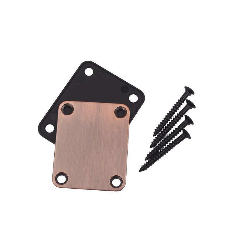 Alnicov Electric Guitar Neck Plate with 4 Screws For Strat Tele Style Electric Guitar Bass Bronze