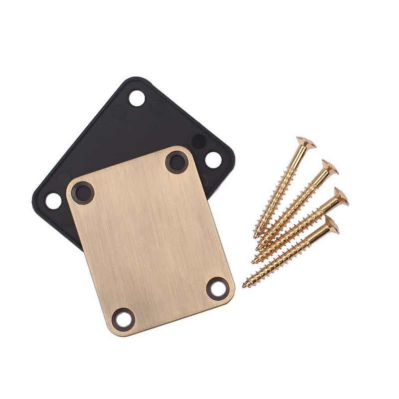 Alnicov Electric Guitar Neck Plate with 4 Screws For Strat Tele Style Electric Guitar Bass Brass