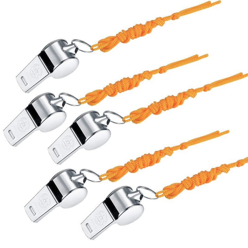 Whistle, 5 Pcs Whistles with Lanyards, Sports Whistles, Coaches Referee Whistles, Lifeguard Whistles, Loud Whistles on String for Pe Teacher Gifts, Sports, Training, Emergency, Survival Whistles