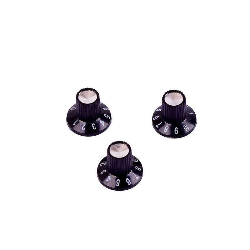 Alnicov 3pcs Guitar Amplifier Knobs AMP Skirted Volume Tone Control Knobs for Guitar Parts(Black&Silver)