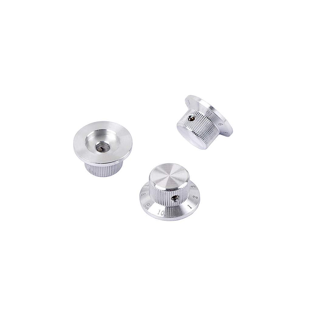 Alnicov 3Pcs Metal Guitar Control Knobs 6mm Diameter Tone Volume Knobs for Strat Stratocaster Electric Guitar