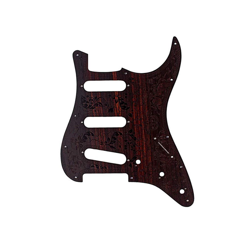 Alnicov SSS Wooden Guitar Pickguard Rosewood with Decorative Flower Pattern for Fender ST Electric Guitars