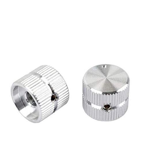 Alnicov 2Pcs Guitar Metal Flat Top Control Knobs,Tone Volume Control Knobs 6mm Diameter Shaft Dome Style For Electric Guitars Bass Silver