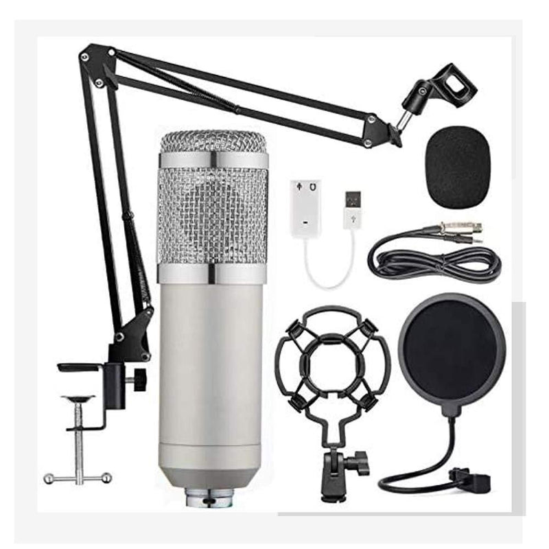 Tiamu BM-800 USB Condenser Microphone Kit, Cardioid Studio Condenser Microphone with Adjustable Boom Arm, Shock Mount, Pop Filter Podcasting Gaming Streaming YouTube