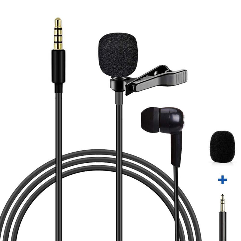 Lewinner Lavalier Lapel Microphone Omnidirectional Condenser Mic for iPhone Android Smartphone,Recording Mic