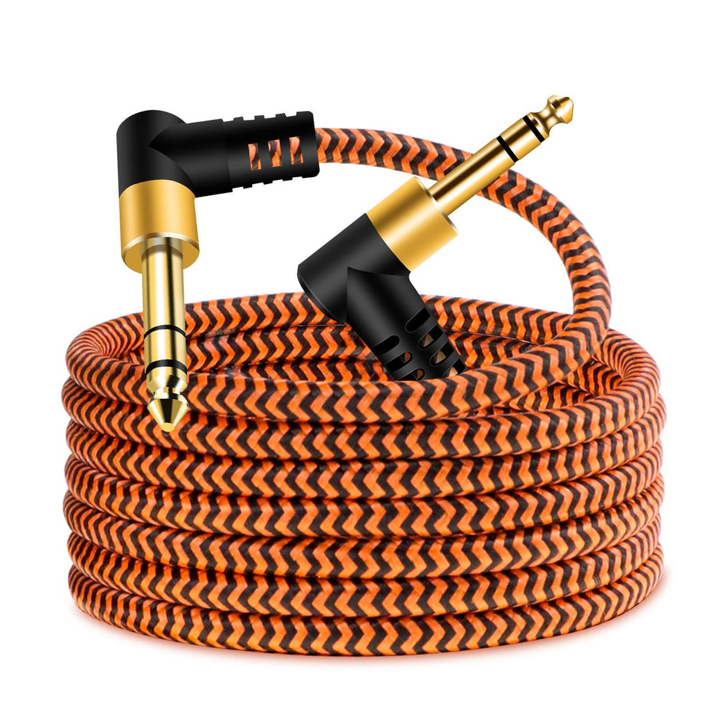 6.35mm Guitar Cable 6m,Youii 6.35mm(1/4) TRS Right Angle to 6.35mm(1/4) TRS Right Angle Audio Cable Male to Male Guitar Instrument Cord for Electric Guitar, Bass, Amplifiers, Keyboard, Effector.