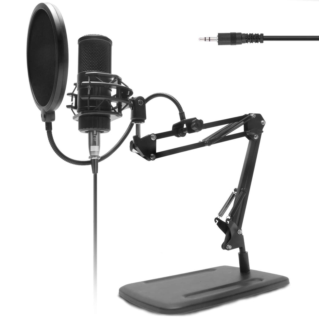DIOKAYI Improved Desktop Condenser Microphone Kit, 3.5mm microphone kit for PC computers, with adjustable microphone arm bracket, can be used for podcasts in game studios to record YouTube videos