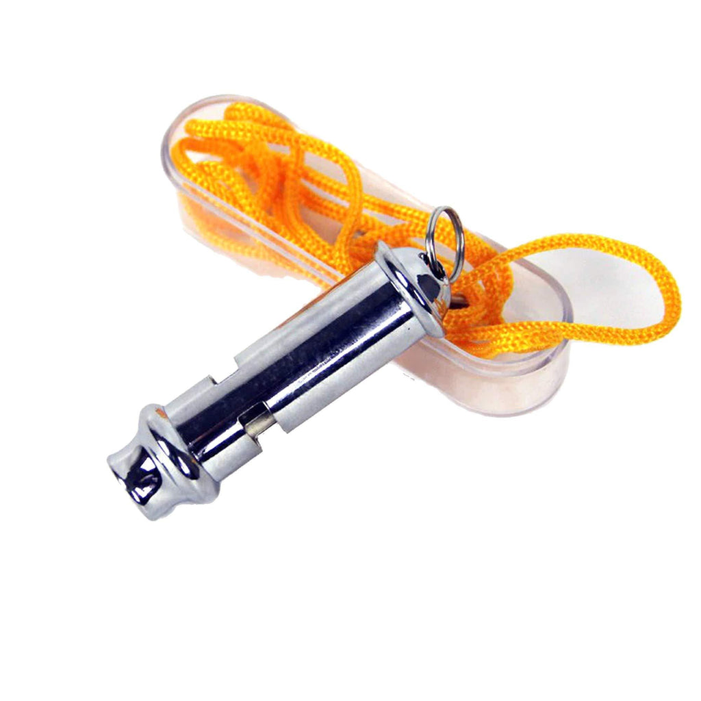Metal Police Whistle with Lanyard: Super Loud Emergency Distress/Sports/Dog Whistle