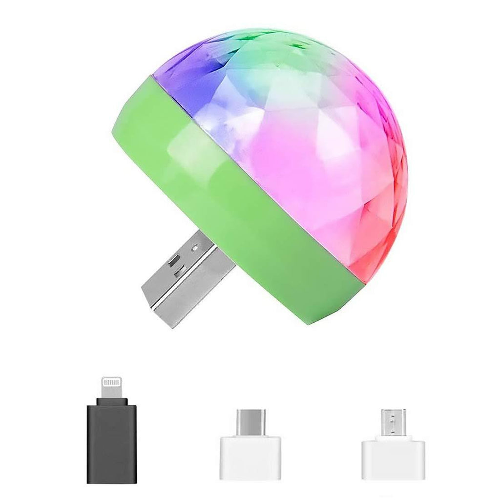 USB Mini Disco Lights, WISDOMLIFE Disco Ball, Sound Activated 4W RGB Party Lights, LED Car Atmosphere Light, Applicable to USB Interface and Mobile Phones, Strobe Stage Lamp for Christmas/Birthday/Car Green
