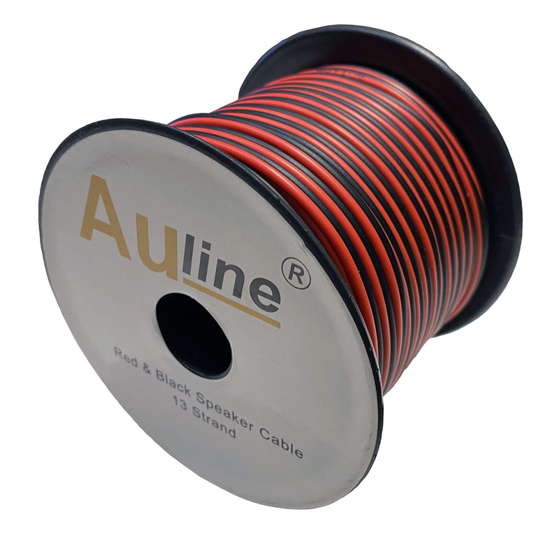 30m of Auline Speaker Cable 13 Strand for Surround Sound Hifi Car Audio System (Red & Black) Red & Black