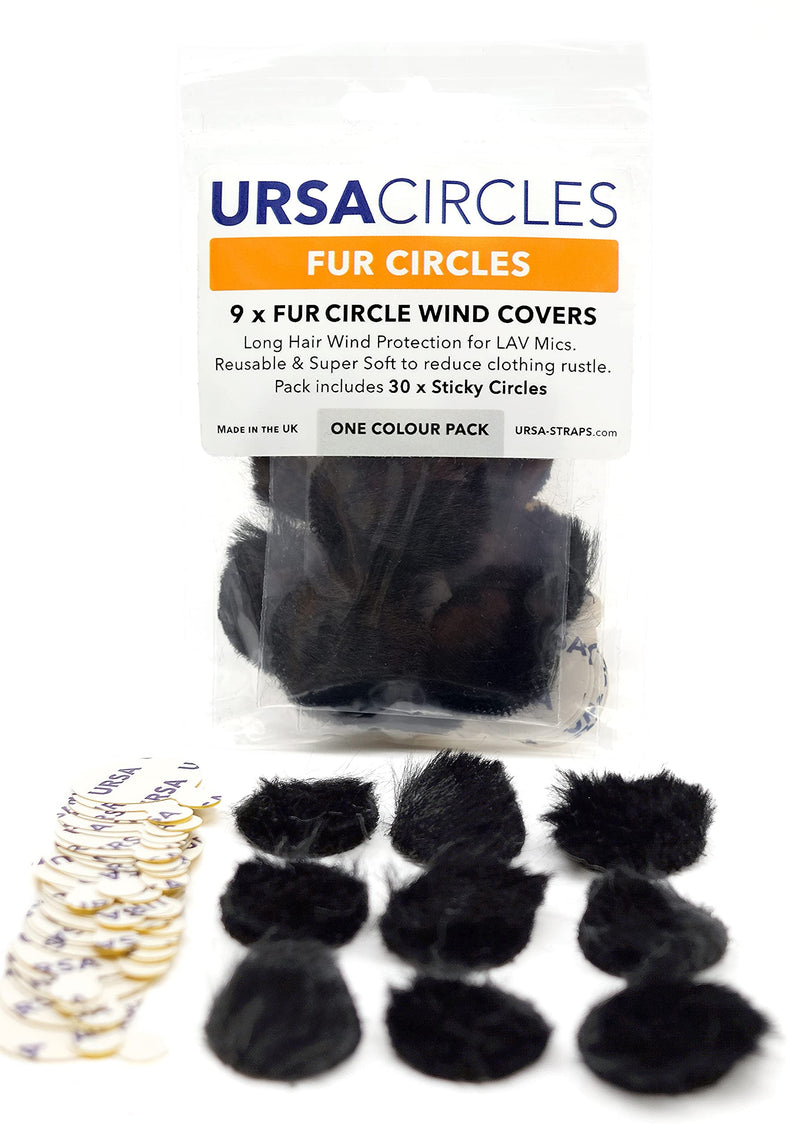URSA Fur Circles - Mini Windshields for Lav Mics (9x, Black) 9x