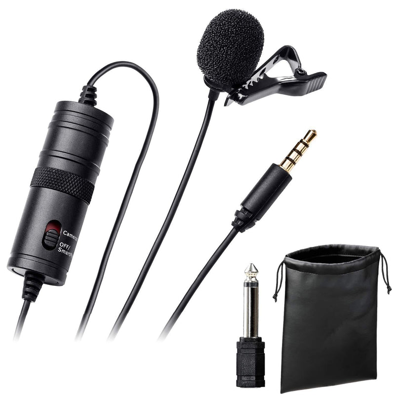 Inov8 Pro Clip-On 3.5mm Lavalier (lapel) Condenser Microphone & Windshield for your Laptop/Smartphone/DSLR Camera and for Zoom/Teams/Video Conference/Vlogging/Podcast