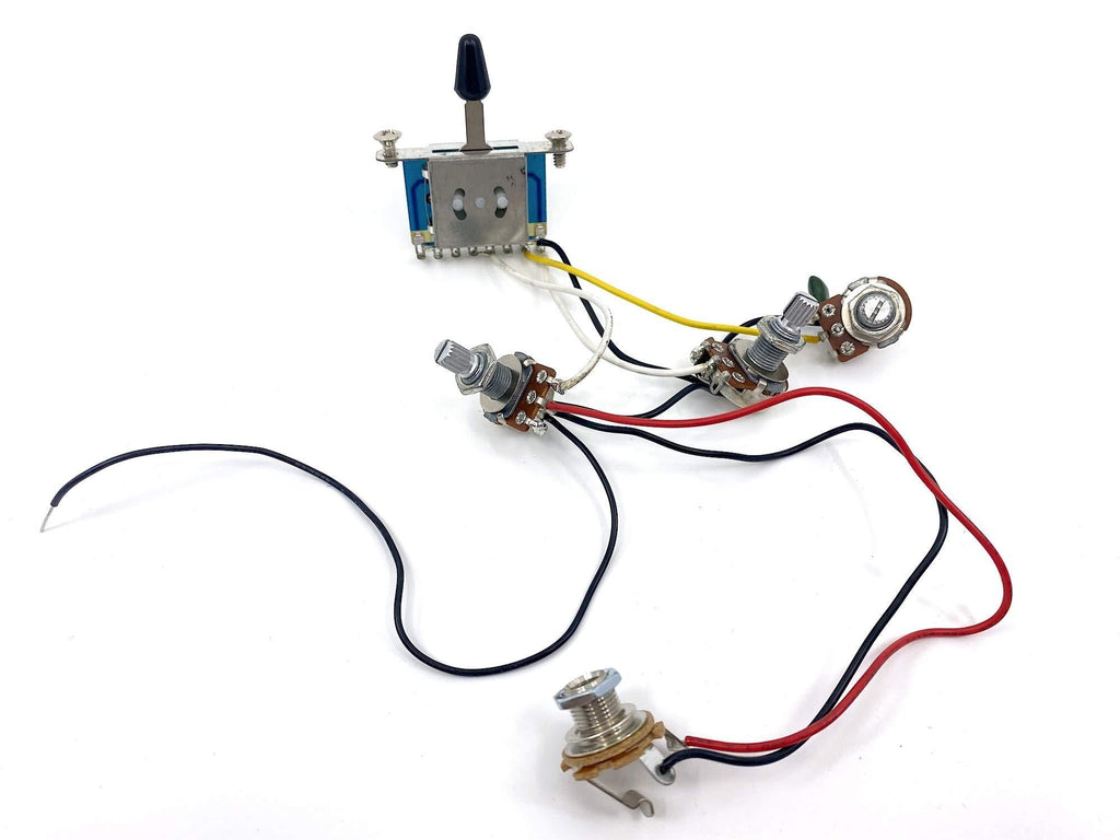 Wiring Harness for Stratocaster - 1 Volume, 2 Tone, 5-Way Lever Switch & Jack for Strat Guitars