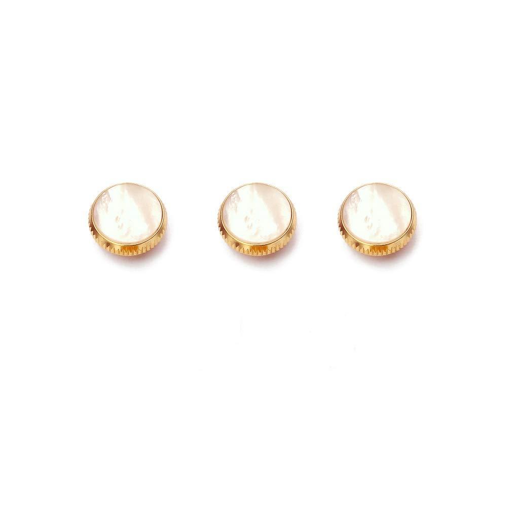 Alnicov Gold Plated White Shell Inlays Trumpet Finger Buttons for Trumpet Replacement Set of 3