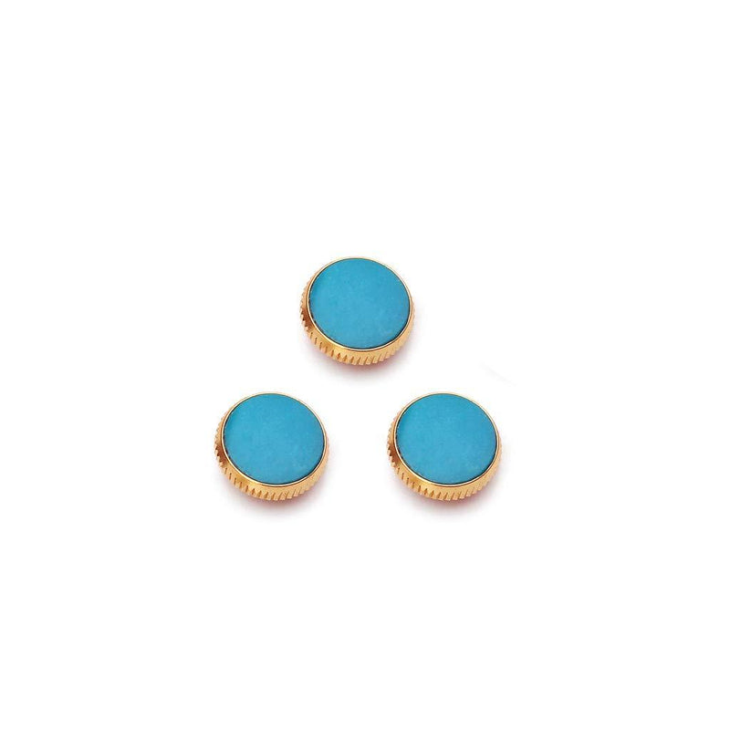 Alnicov Gold Plated Stone Inlays Trumpet Finger Buttons for Trumpet Replacement Blue Set of 3