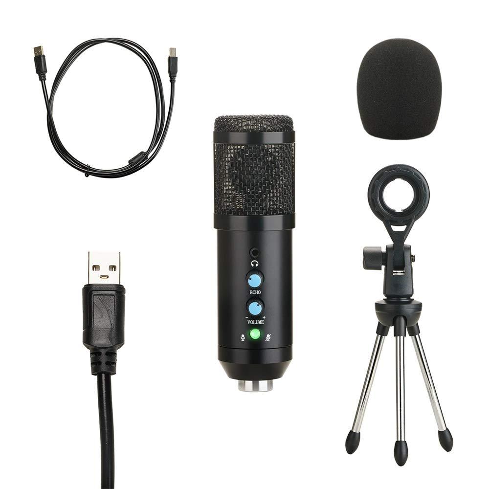 Locisne Plug Play PC Microphone Condenser Microphone with 3.5 mm Audio Connector Stand Tripod Pop Filter for Laptop Desktop Vocal, Streaming, Youtube Video
