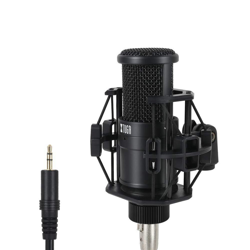 XTUGA Y1 Cardioid Condenser Microphone,XLR Mic,Perfect for Studio,Podcasting,Streaming,Gaming&YouTube,3.5mm output,with Shock Mount