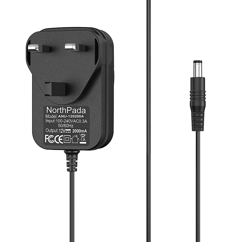 NorthPada Power Supply 12V 2A Adapter Cable Cord for Crosley Radio CR49 CR249 CR32CD CR6233A CR7002A Crosley Cruiser Deluxe CR8005D CR8005U Turntable Record Player Yamaha PSR YPG YPT DD Keyboard