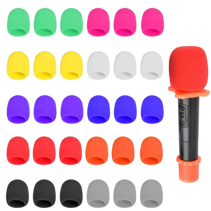 35mm 10-Color Microphone Sponge Cover 30 pcs, Stage Microphone Cover, Microphone Windscreen Foam Cover, KTV Microphone Sponge Cover, Windproof Microphone Muffler Sponge Microphone Cover for KTV, Home